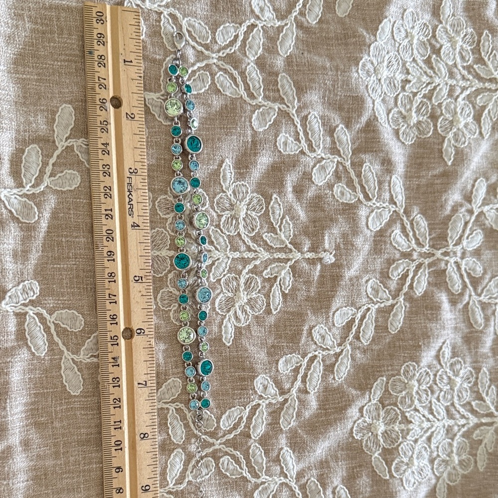 Touchstone Crystal Silver-Tone Aqua & Lime Crystal Bracelet - Picture 5 of 5